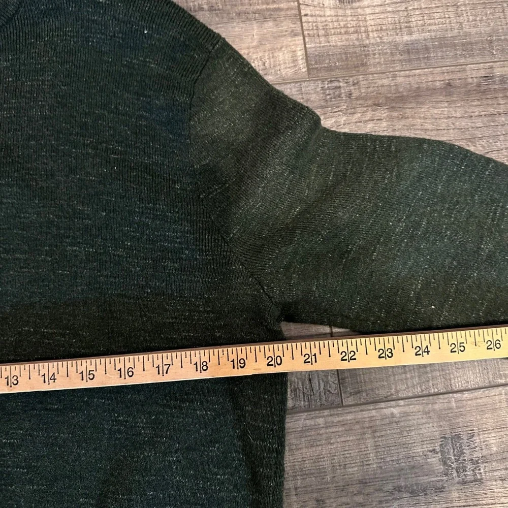 J Crew‎ Men's Dark Green Heathered Henley Sweater Long Sleeve Size L